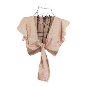 Charlotte Russe orange/white Striped knot tie crop top size L- NWT